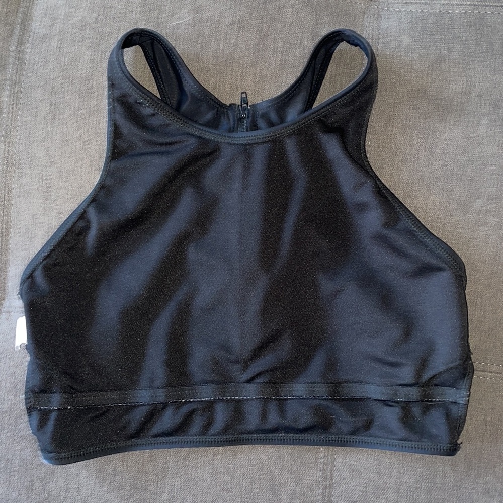 Black Zip Back Swim Top - Picture 4 of 7